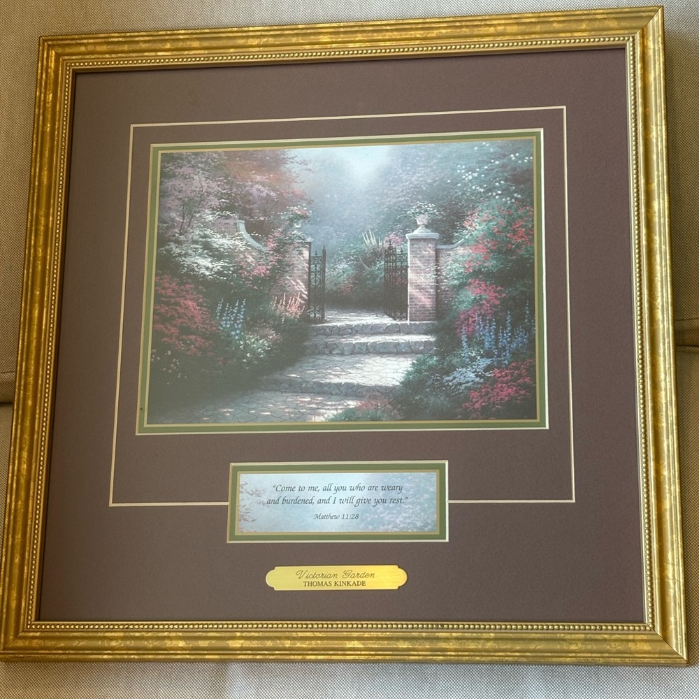 Thomas Kincade print, Victorian Garden, with certificate of authenticity.